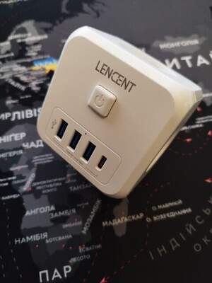 LENCENT трійник електричний 220W з USB та Type-C входами. LENCENT трійник електричний 220W з USB та Type-C входами.